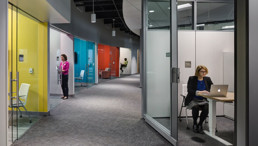 students studying in private rooms