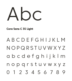 Example of Core Sans Light typeface