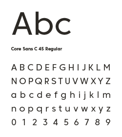 Example of Core Sans Regular typeface