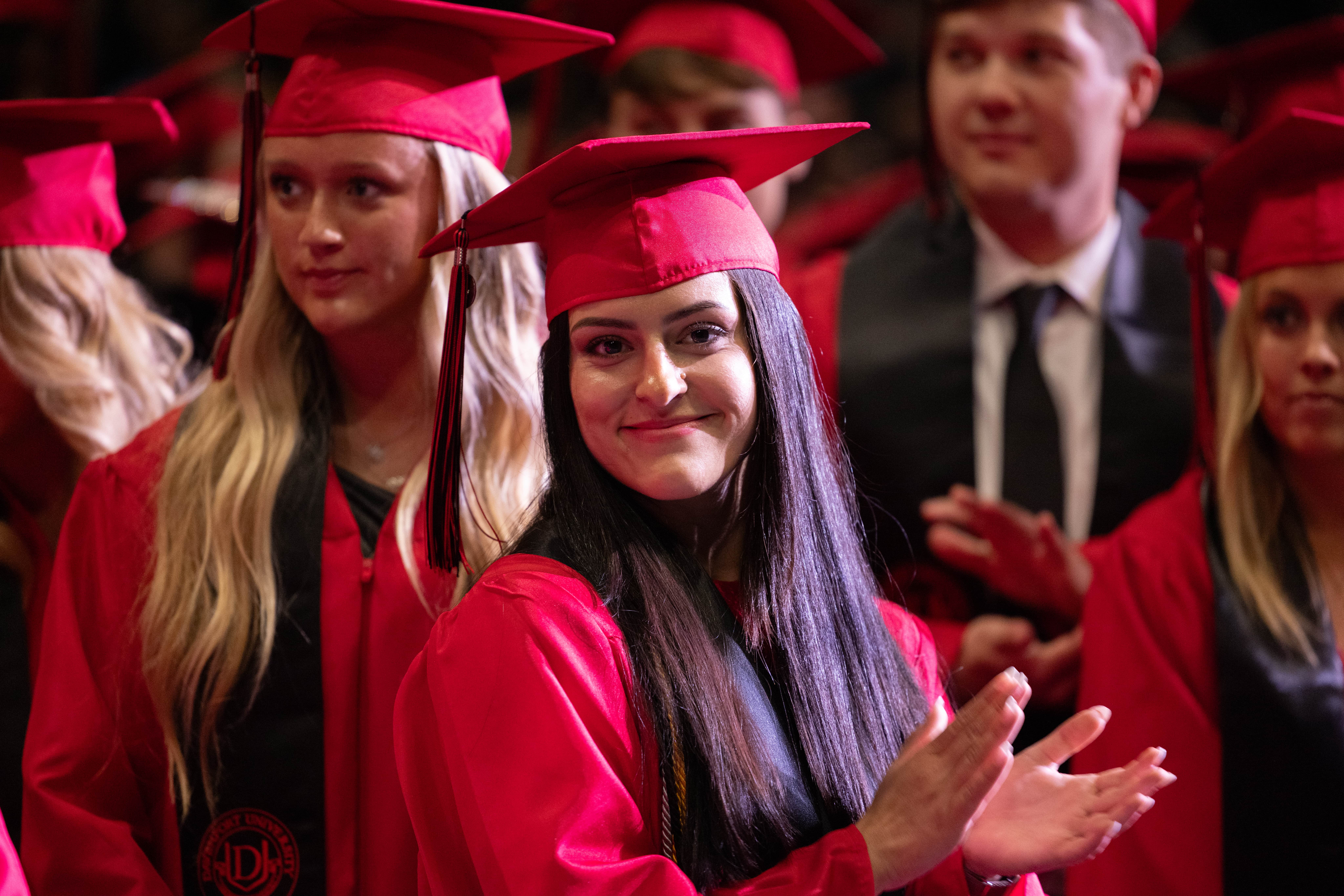 A group of student at Commencment in their cap and gowns