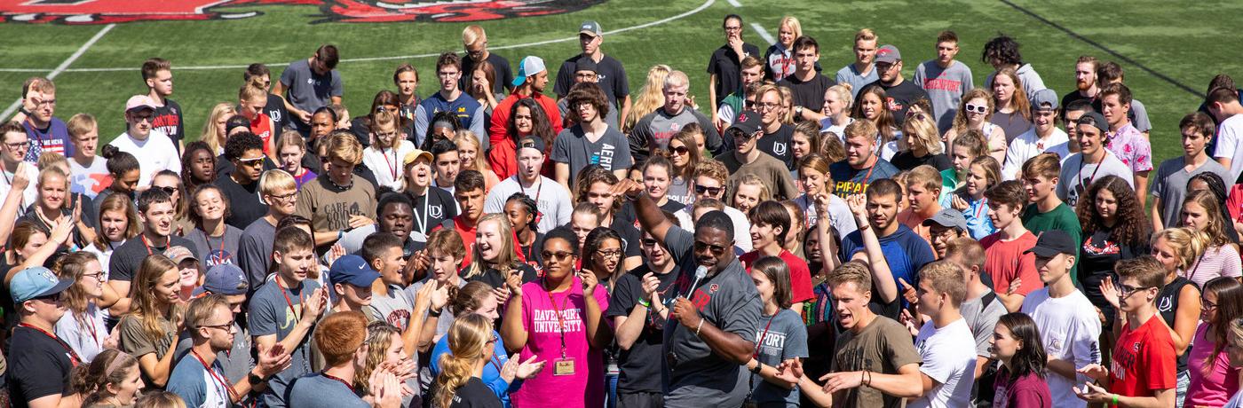 Multiple students gathering