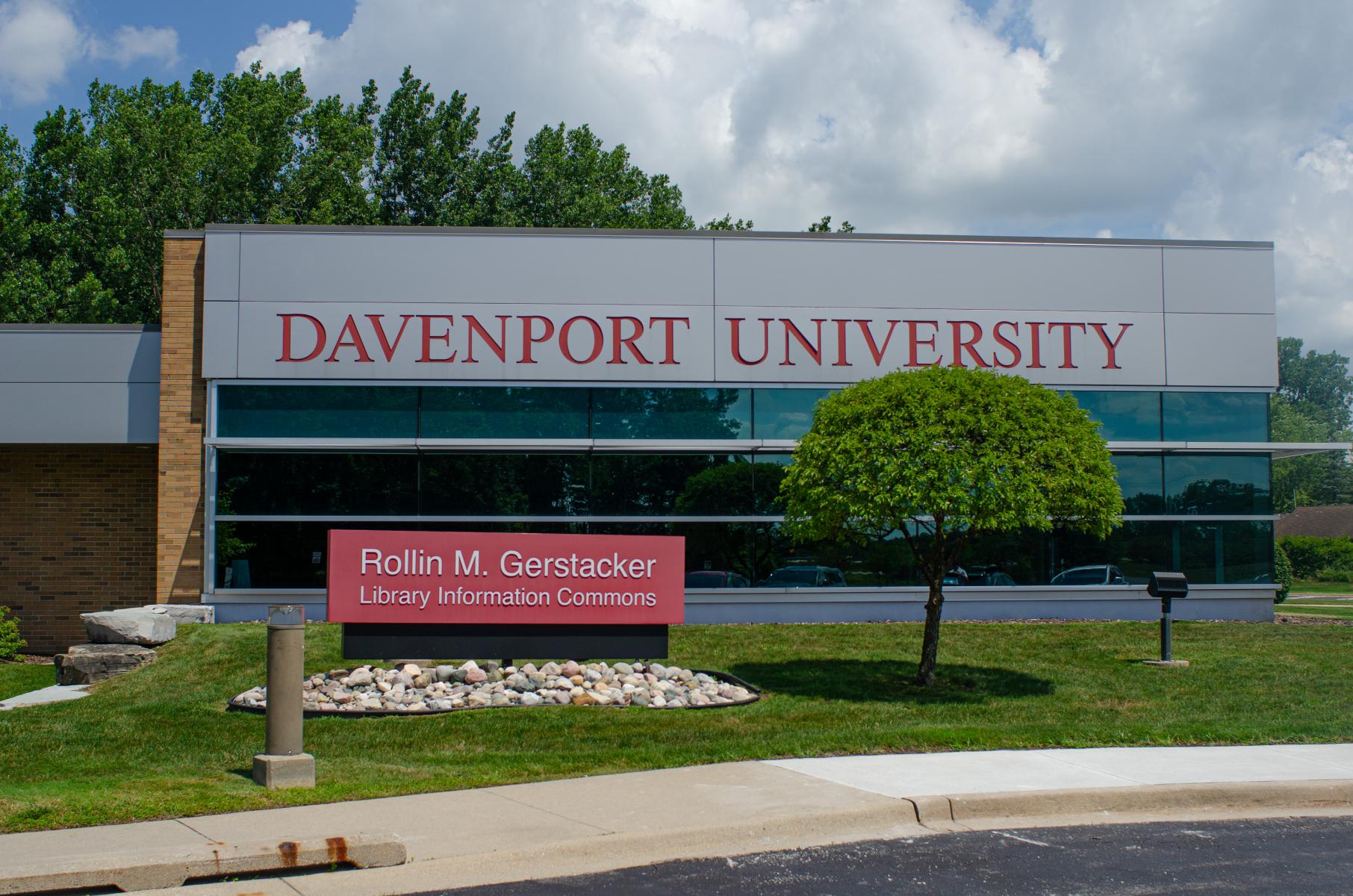 Exterior photo of Midland campus library