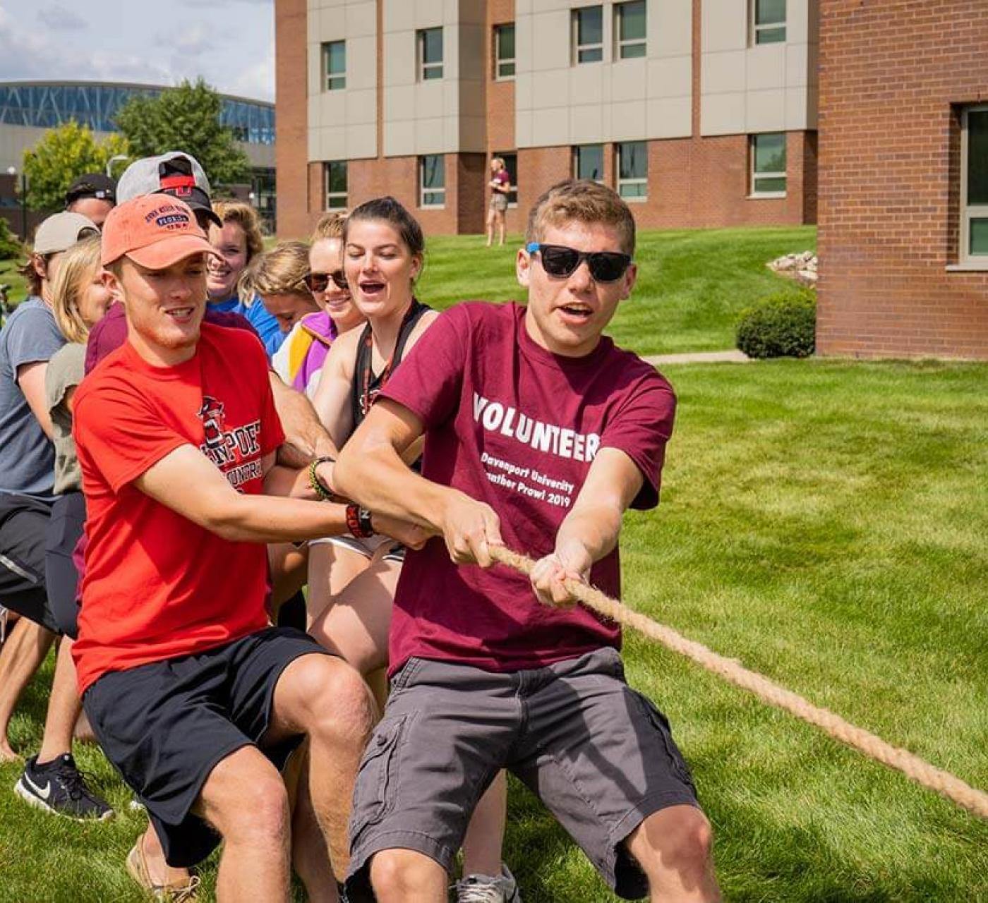 Davenport students playing tug-of-war