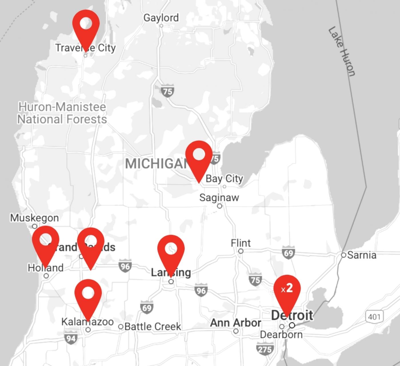 Map of Davenport's Campuses