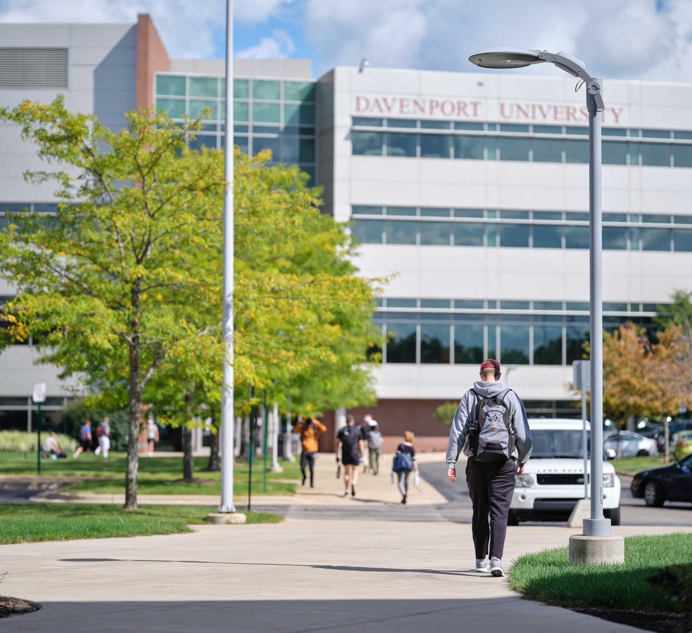 students walking on campus