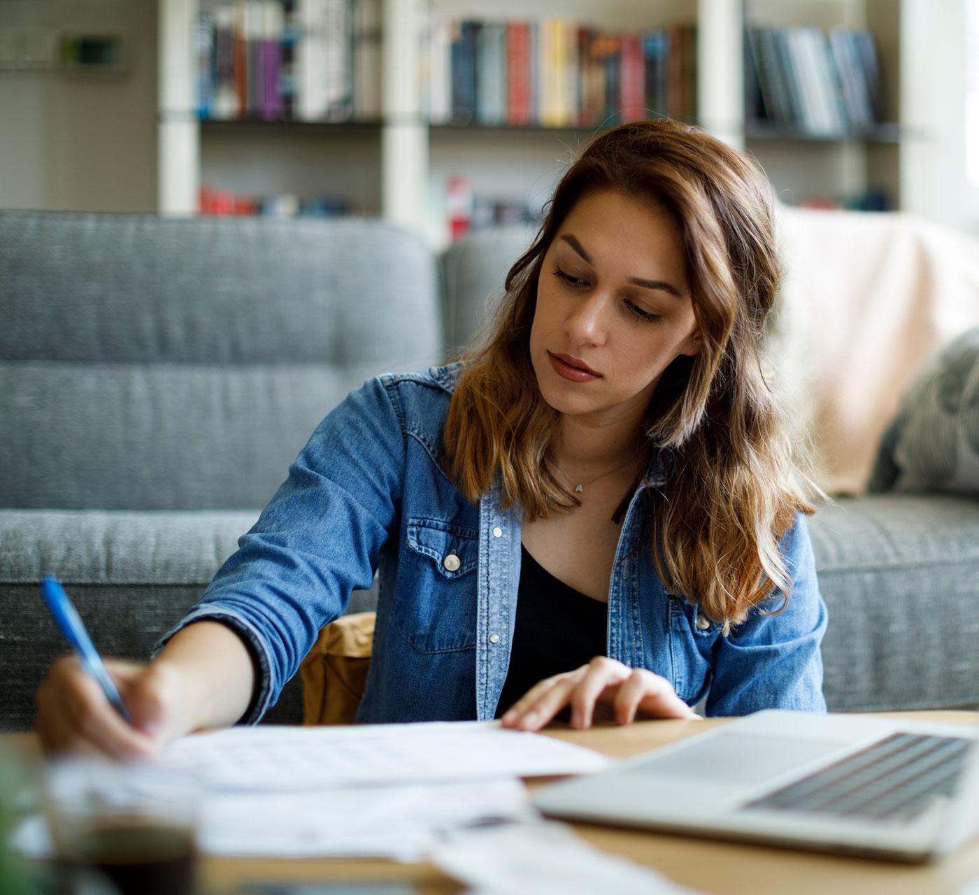 Student studying at home