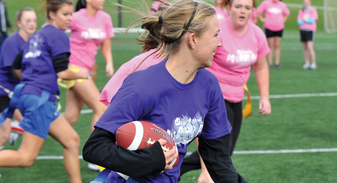 Students playing football