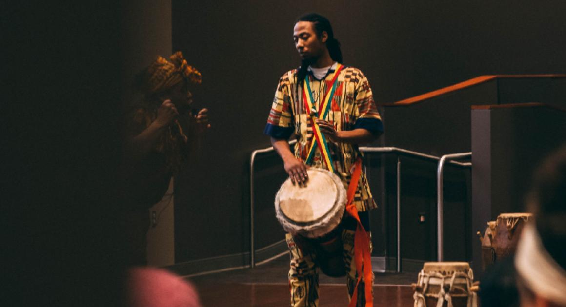 man playing drum