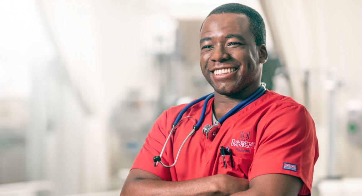 Male Nursing Student in Simulation Lab