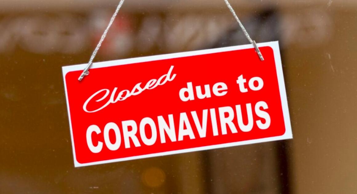 Sign that reads "closed due to coronavirus"