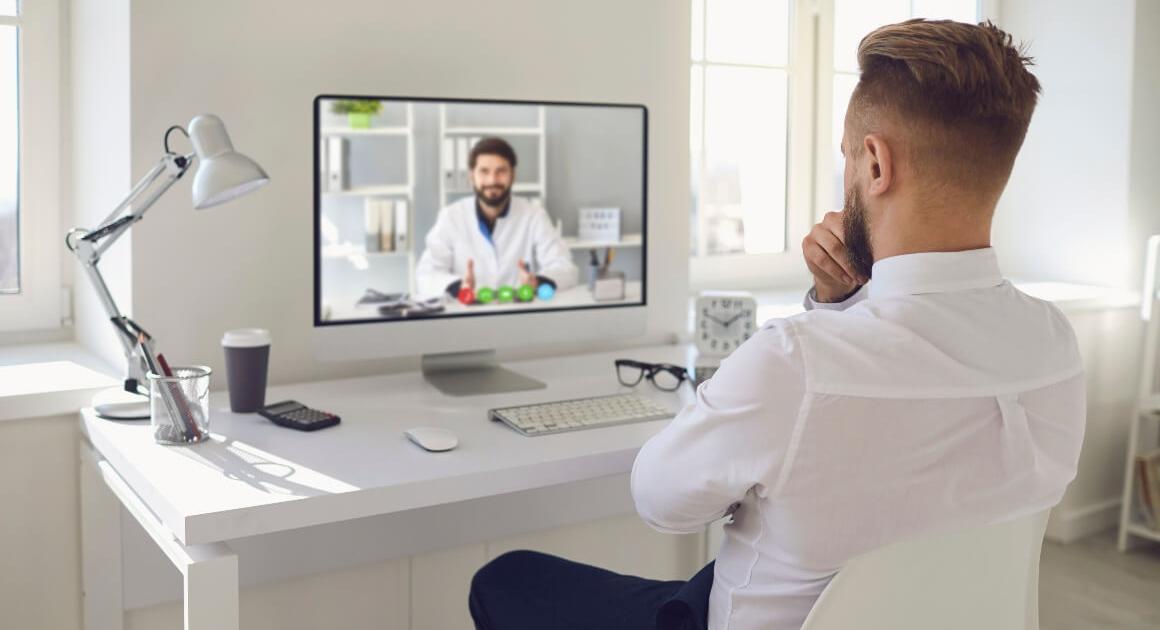 Student talking to doctor in a video call