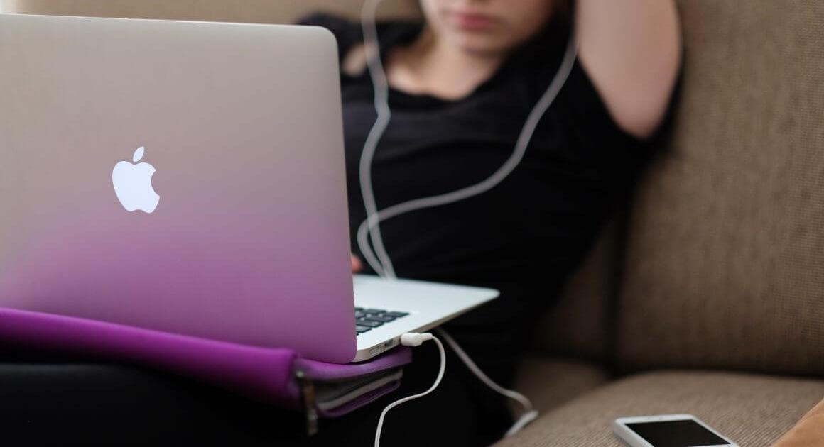 Student at a laptop