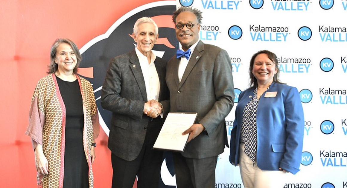  Executive Vice President-Academics & Provost Gilda Gely, President Richard Pappas, KVCC President Marshall Washington at the April 2026 partnership signing 