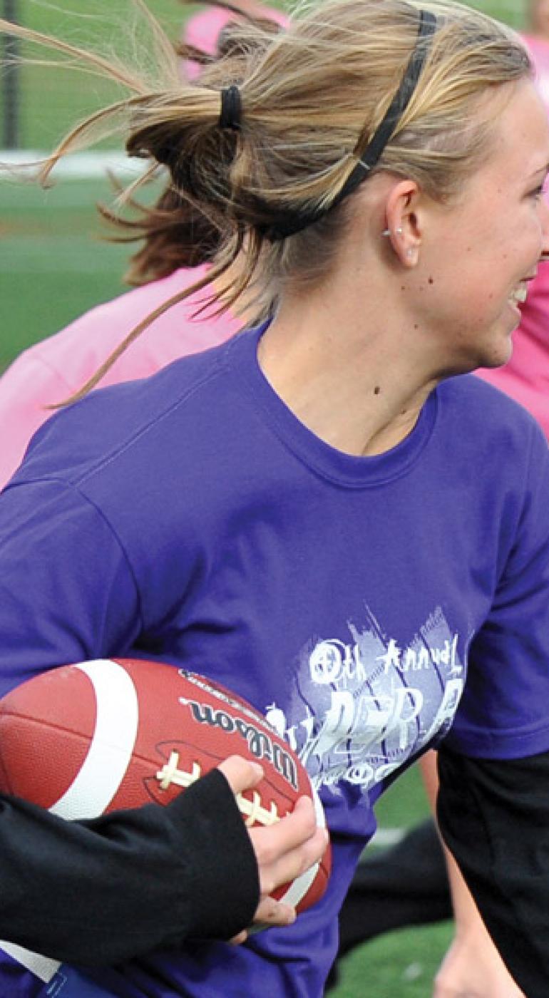 Students playing football
